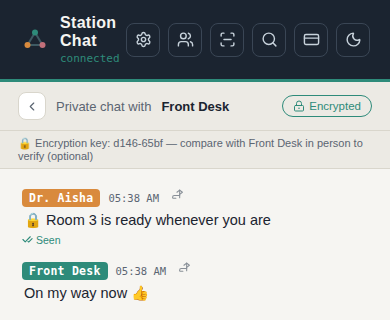 Station Chat private message screen